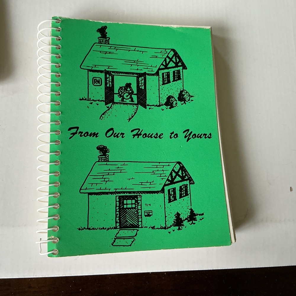 Vintage From Our House to Yours Spiral Cookbook Green Community Recipes 8.5x5.5